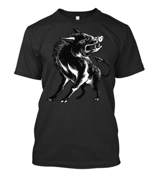 Angry Wild Hog Fierce Razorback Scratchboa T-Shirt