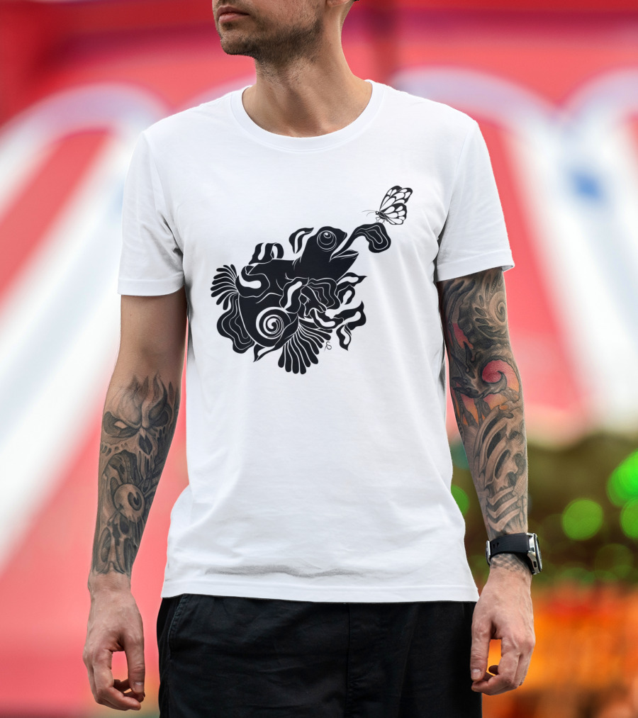 Catch Butterfly Abstract Fish and Swirl T-Shirt