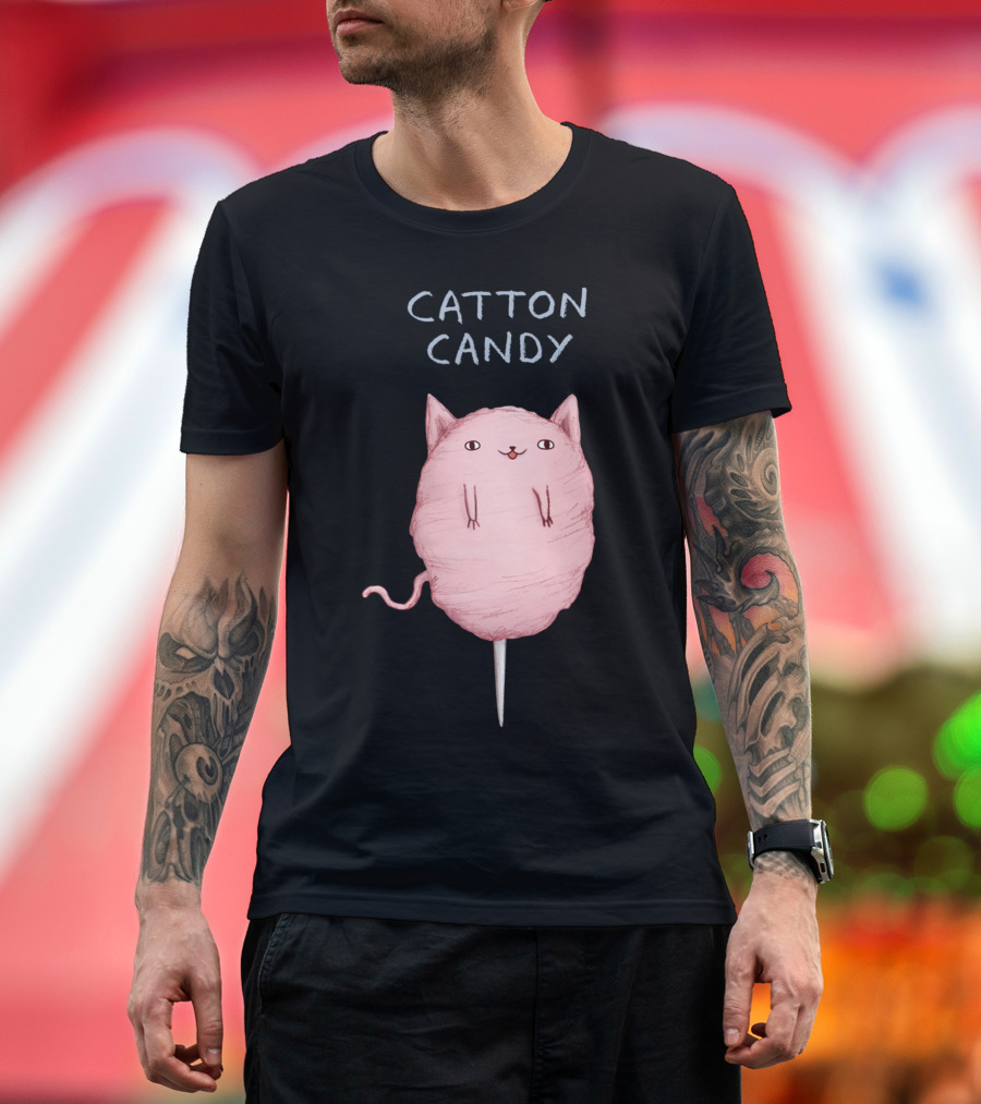 Catton Candy Cute Pink Cat Cotton Candy Fusion T-Shirt