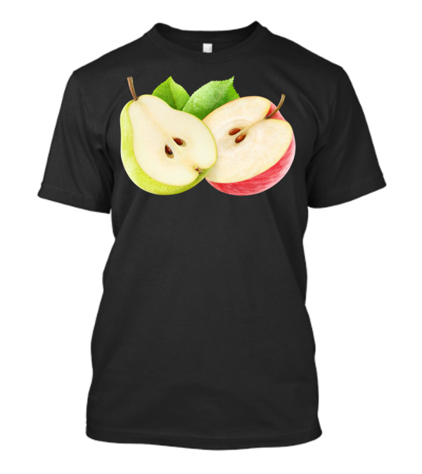 Apple And Pear Halves With Green Leaves T-Shirt