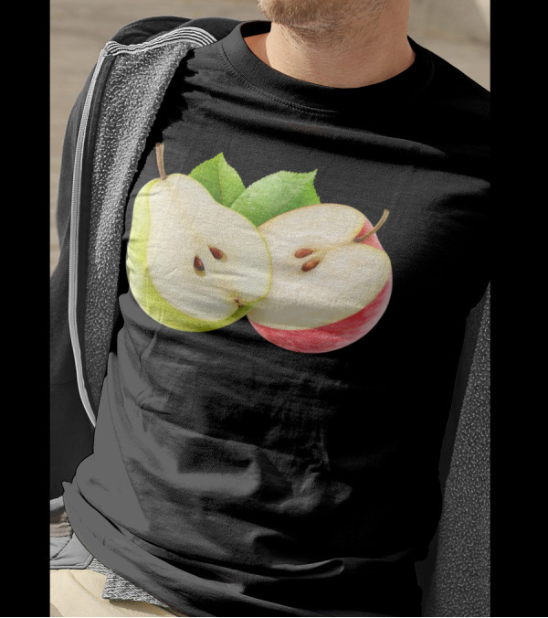 Apple And Pear Halves With Green Leaves T-Shirt