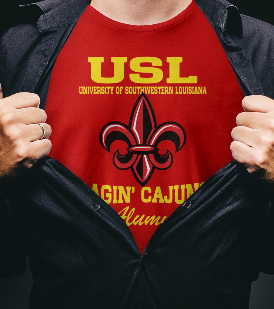 USL University Of Southwestern Louisiana Ragin' Cajuns Alumni Fleur-de-Lis T-Shirt