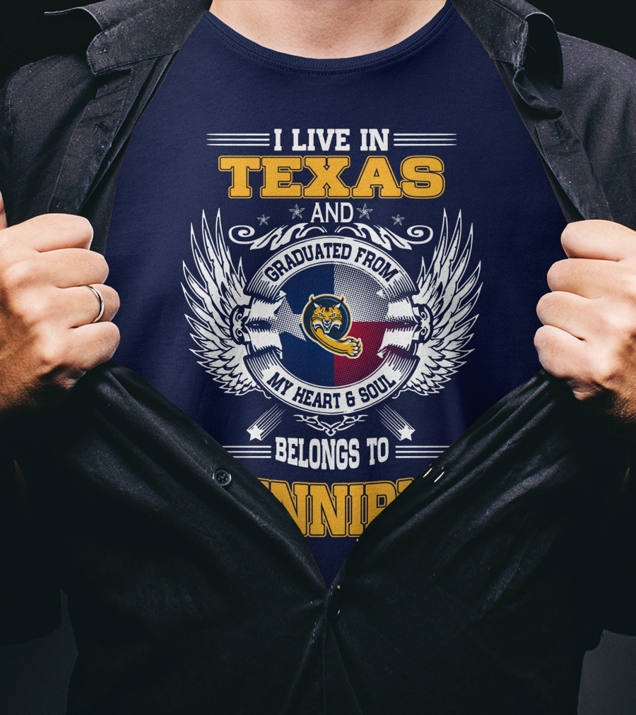 I Live In Texas And Graduated From Quinnipiac My Heart And Soul T-Shirt