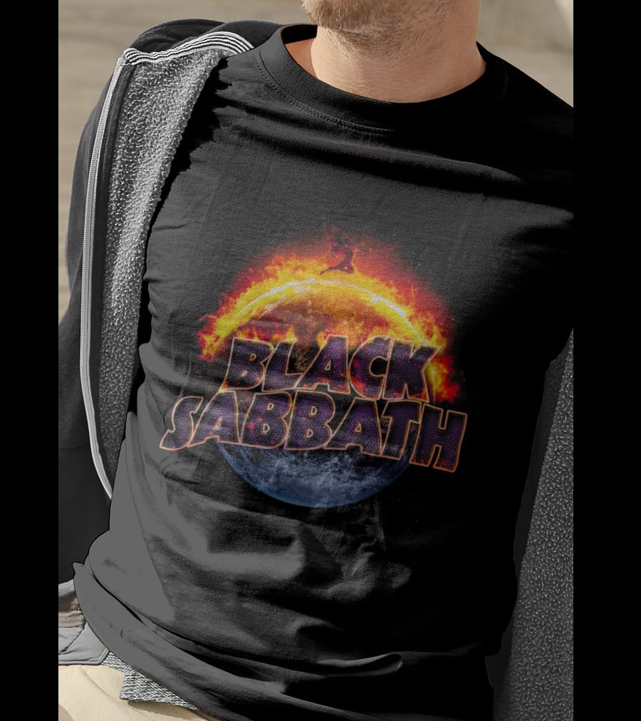 Black Sabbath Fire Planet Rock Band T-Shirt