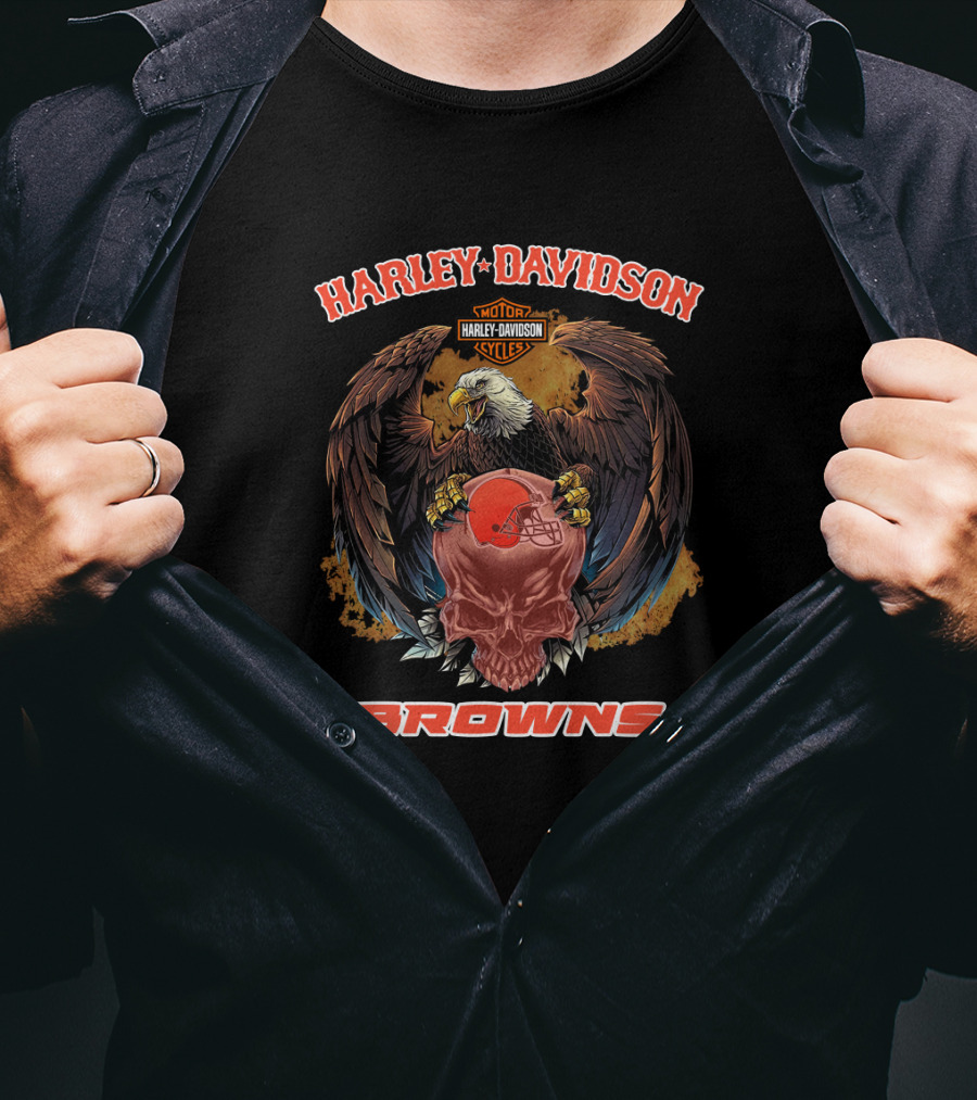 Harley Davidson Motor Cycles Eagle Browns T-Shirt
