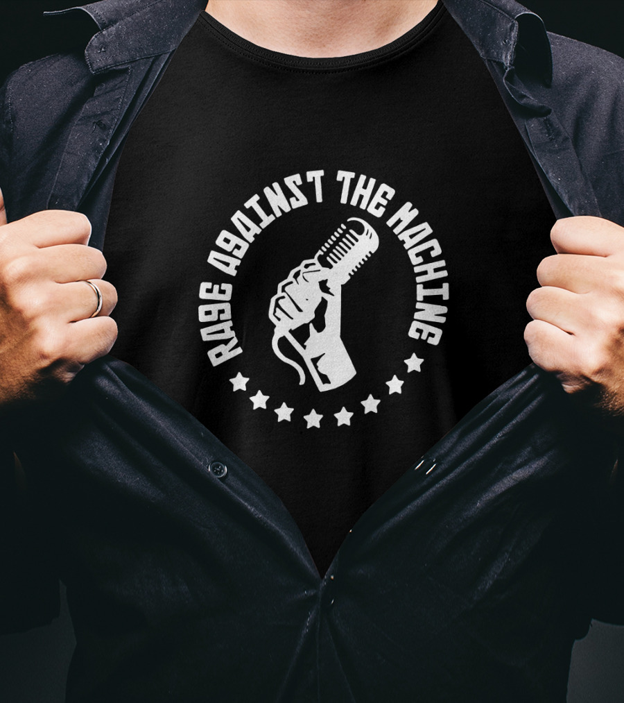 Rage Against The Machine Fist Holding Microphone Stars T-Shirt