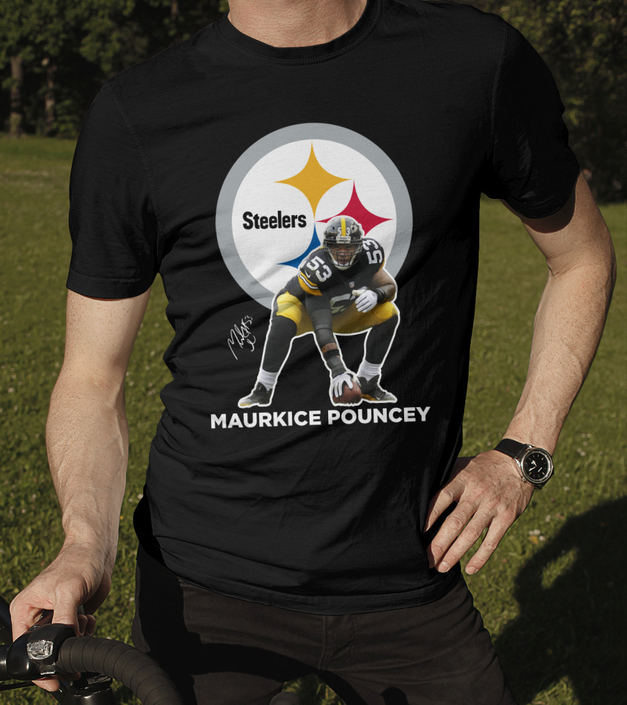 Steelers Maurkice Pouncey Number 53 Football Player Signature Steelers T-Shirt