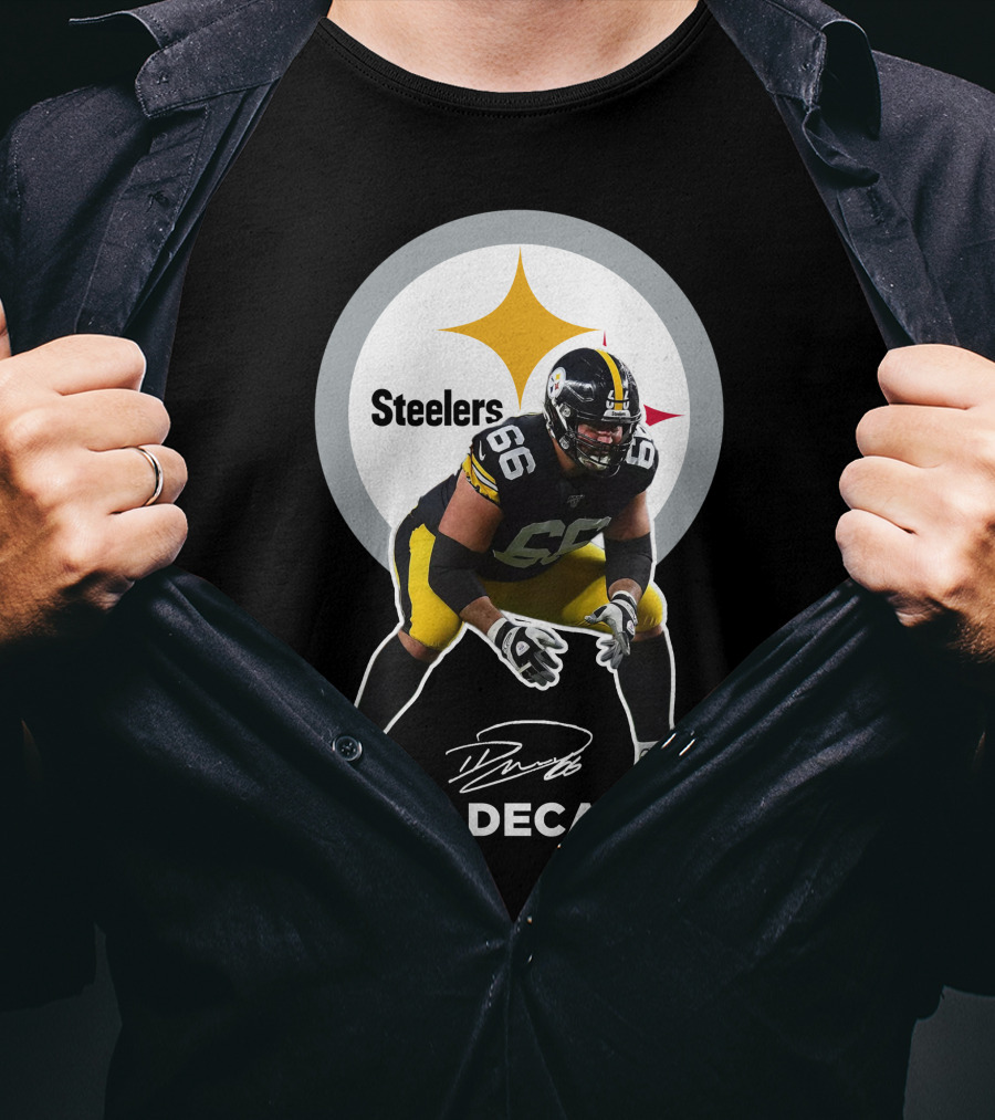 David Decastro Pittsburgh Steelers NFL Player Number 66 Autograph Signature T-Shirt