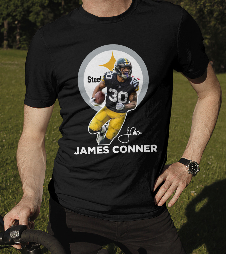 Steelers James Conner #30 Football Player Signature T-Shirt