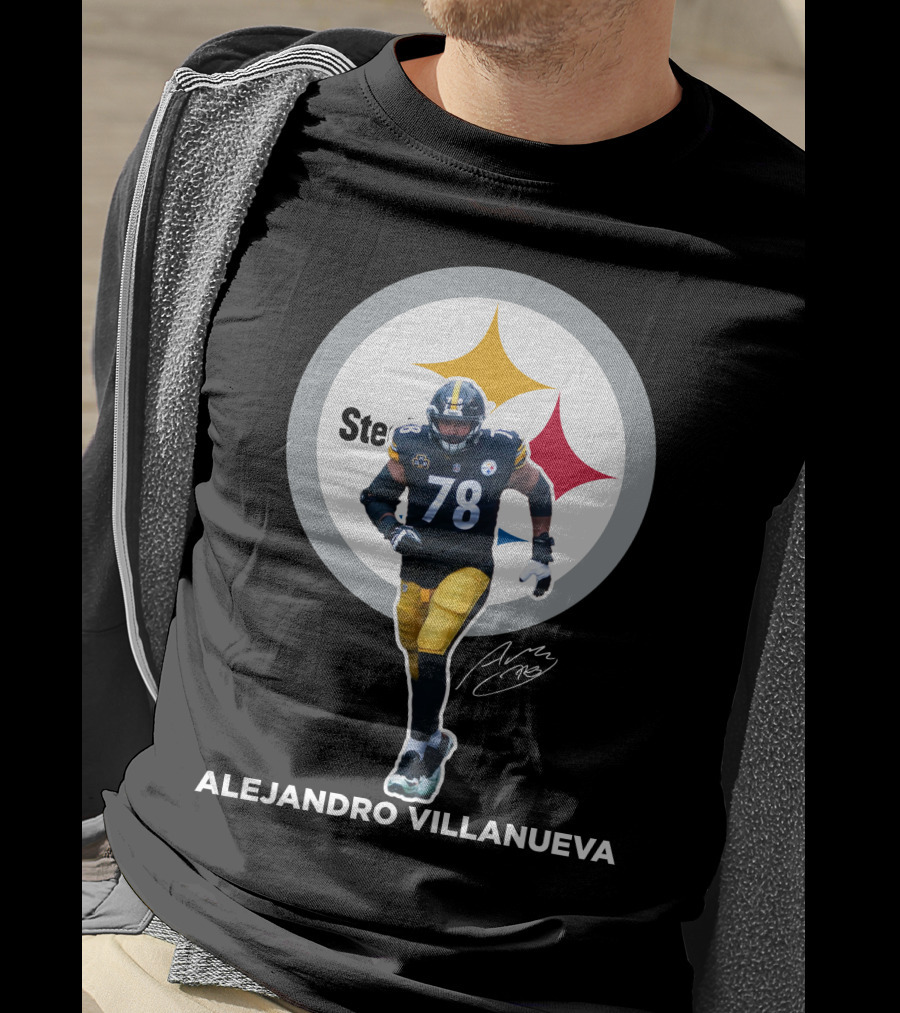 Steelers Alejandro Villanueva 78 Player Signature T-Shirt