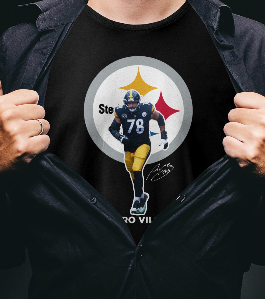 Steelers Alejandro Villanueva 78 Player Signature T-Shirt