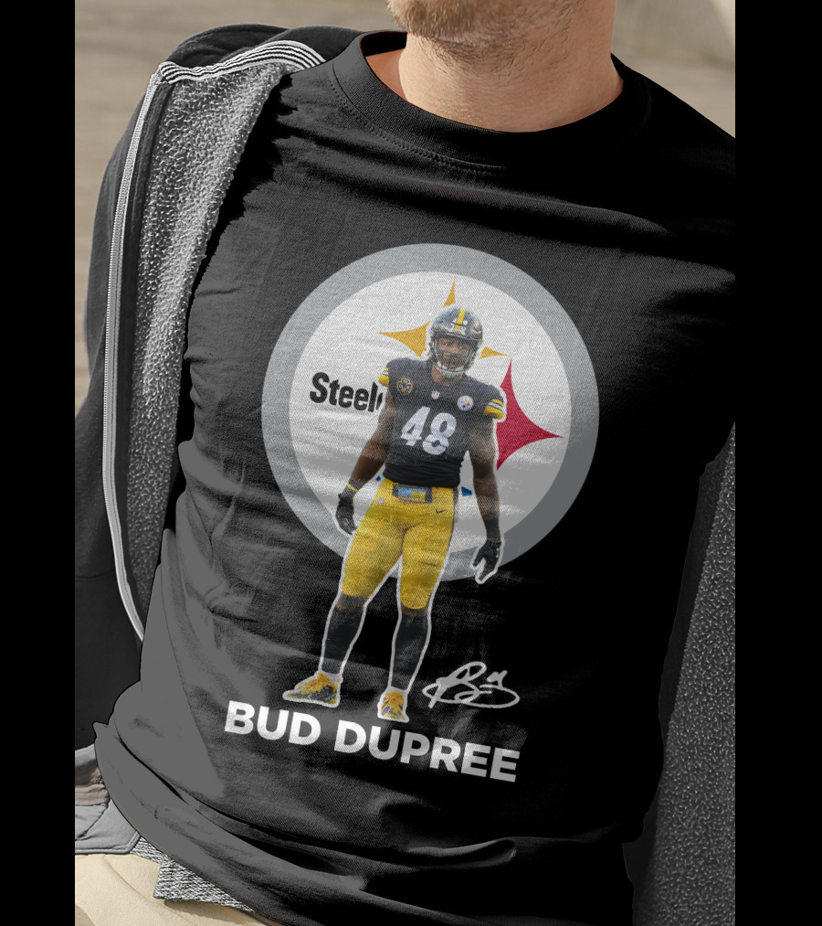 Bud Dupree Steelers 48 Football Player Autograph Signature T-Shirt