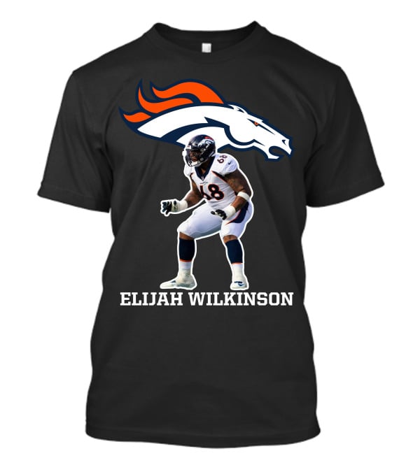 Denver Broncos Elijah Wilkinson Football Player Action T-Shirt
