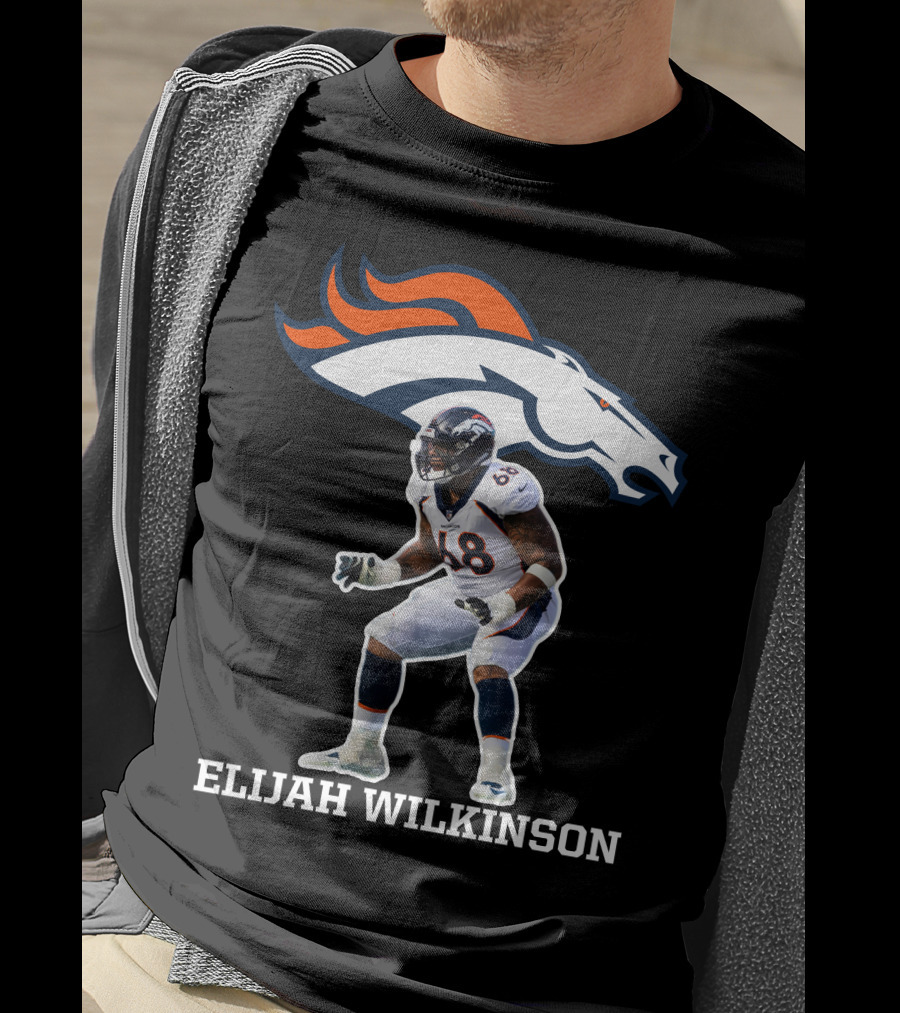 Denver Broncos Elijah Wilkinson Football Player Action T-Shirt