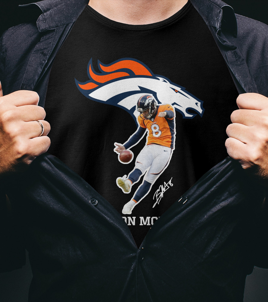 Denver Broncos Brandon McManus Football Kick Signature T-Shirt