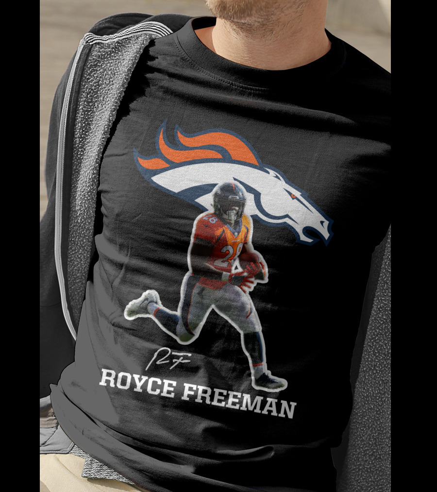 Royce Freeman Denver Broncos Football Player NFL Running Back Signature T-Shirt