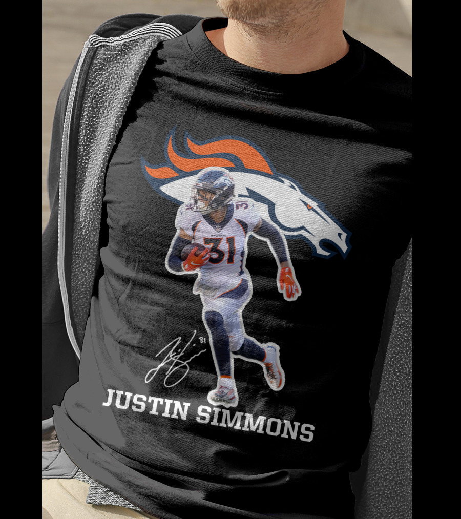 Justin Simmons Denver Broncos Football Player 31 Signature T-Shirt
