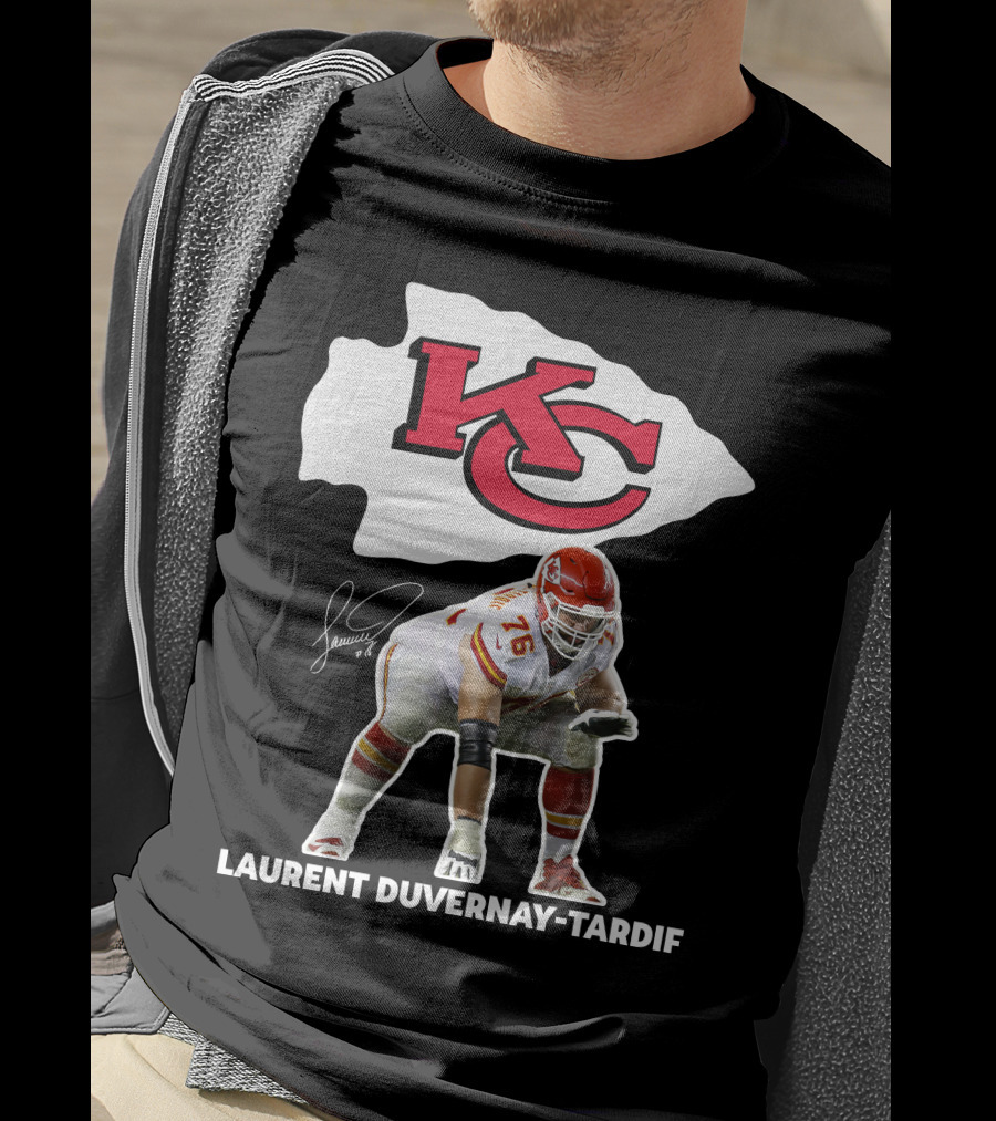 LAURENT DUVERNAY-TARDIF KC Football Player Signature Chiefs T-Shirt