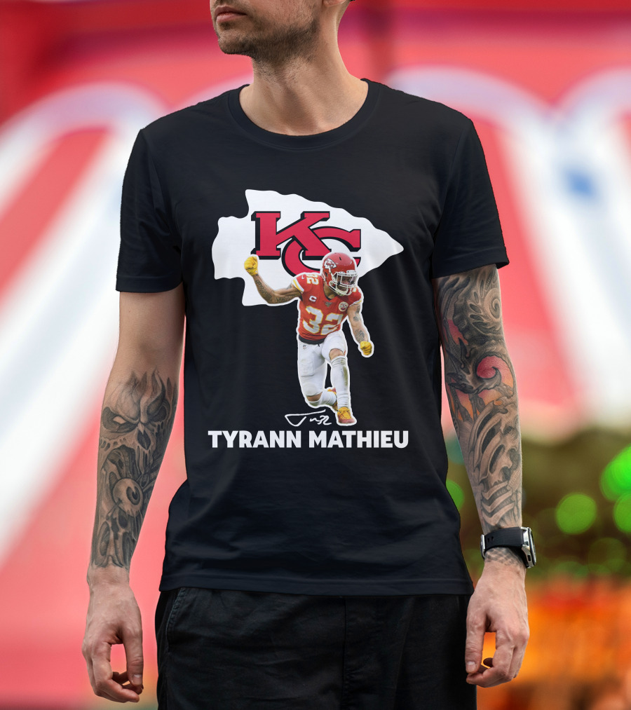 Tyrann Mathieu Kansas City Chiefs KC Football 32 Signature T-Shirt