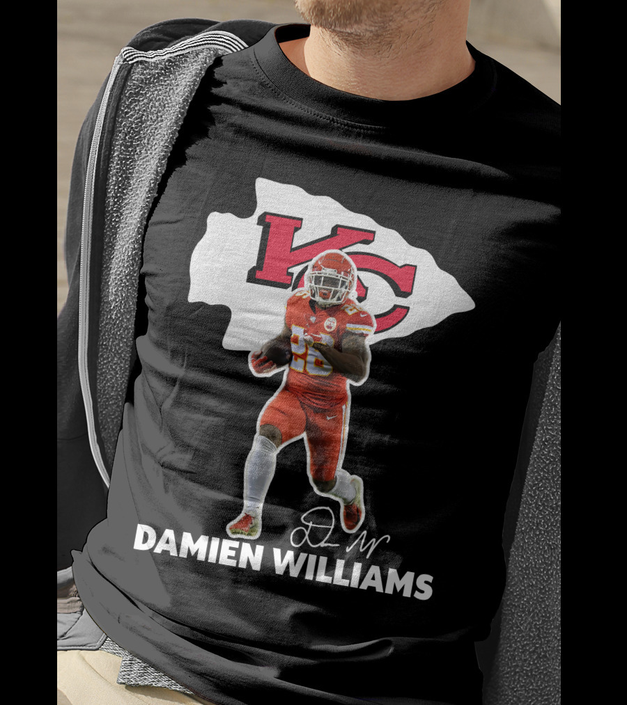 Kansas City Chiefs Damien Williams Football Player Action Signature T-Shirt