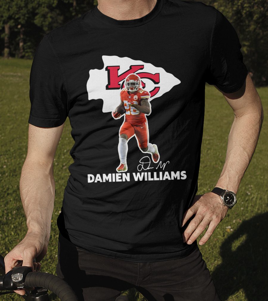 Kansas City Chiefs Damien Williams Football Player Action Signature T-Shirt