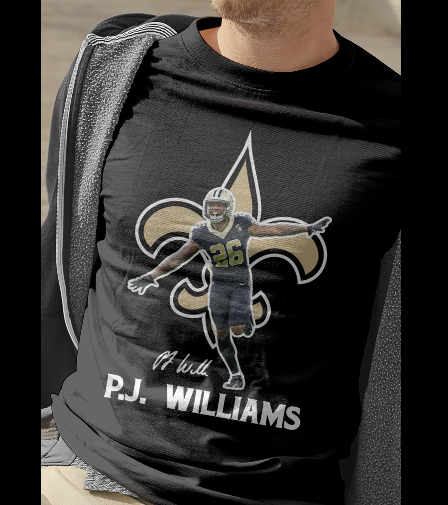 P.J. Williams New Orleans Football 26 Fleur-de-Lis Background T-Shirt