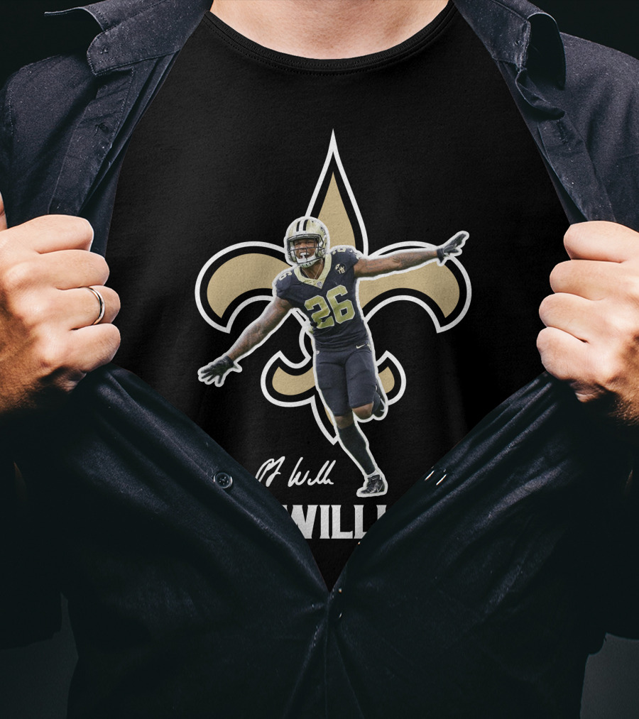 P.J. Williams New Orleans Football 26 Fleur-de-Lis Background T-Shirt