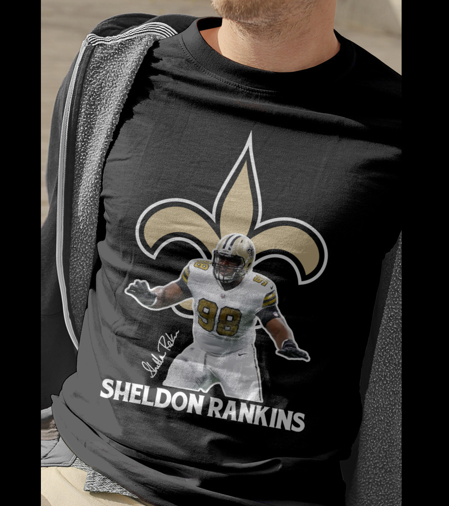 Sheldon Rankins New Orleans Saints Fleur-de-Lis Number 98 T-Shirt