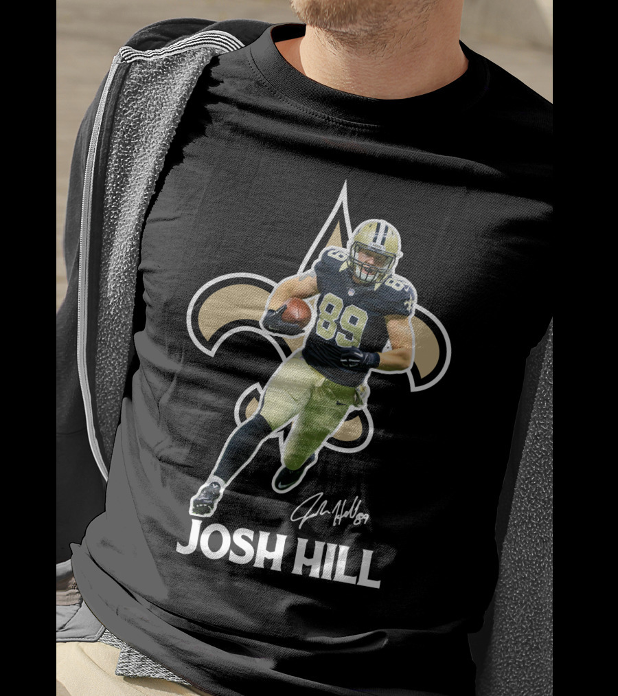 Josh Hill New Orleans Football 89 Signature Saints Fleur-De-Lis T-Shirt