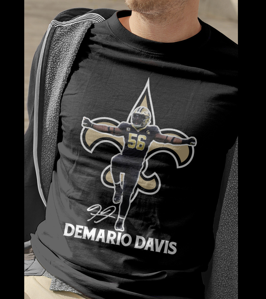 Demario Davis 56 Saints Fleur-de-Lis Signature T-Shirt