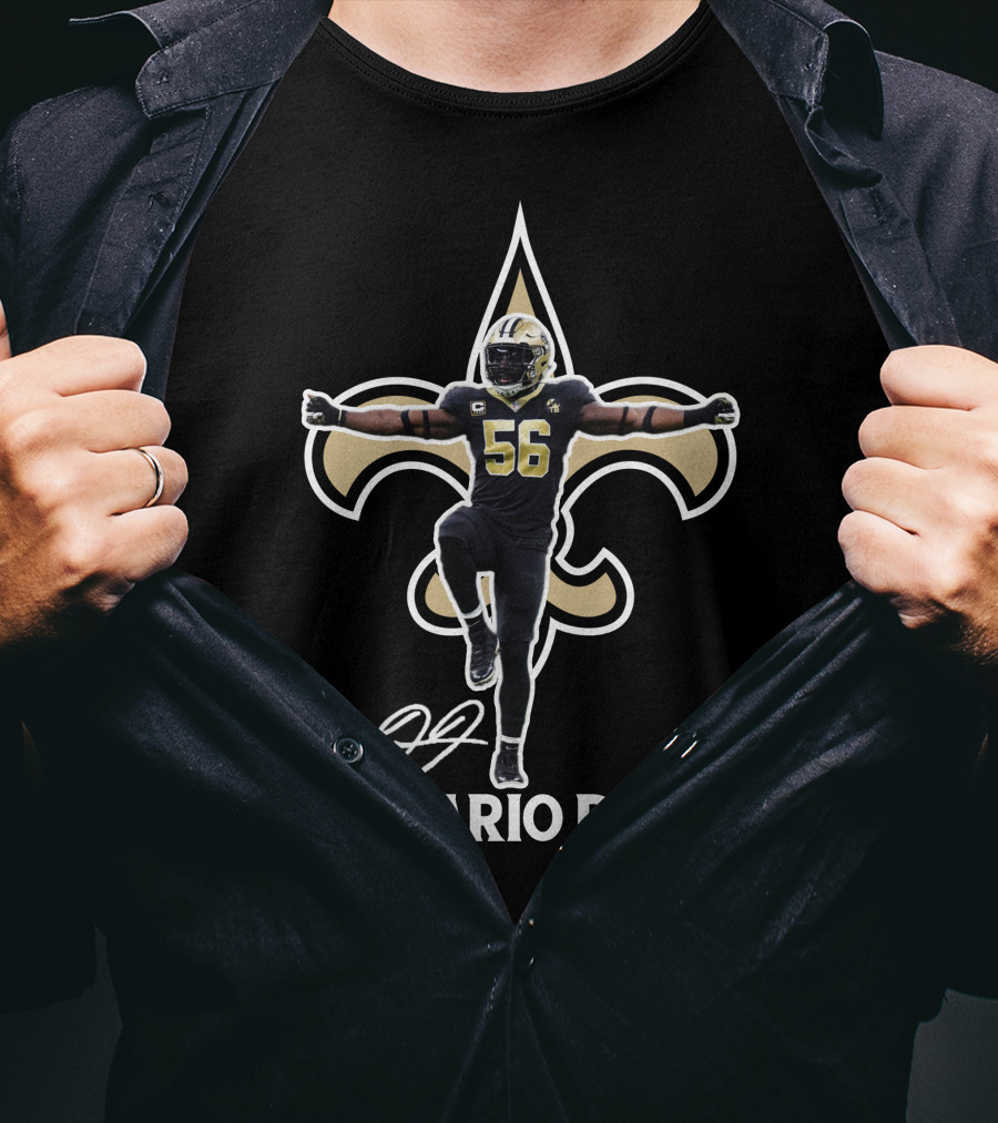 Demario Davis 56 Saints Fleur-de-Lis Signature T-Shirt