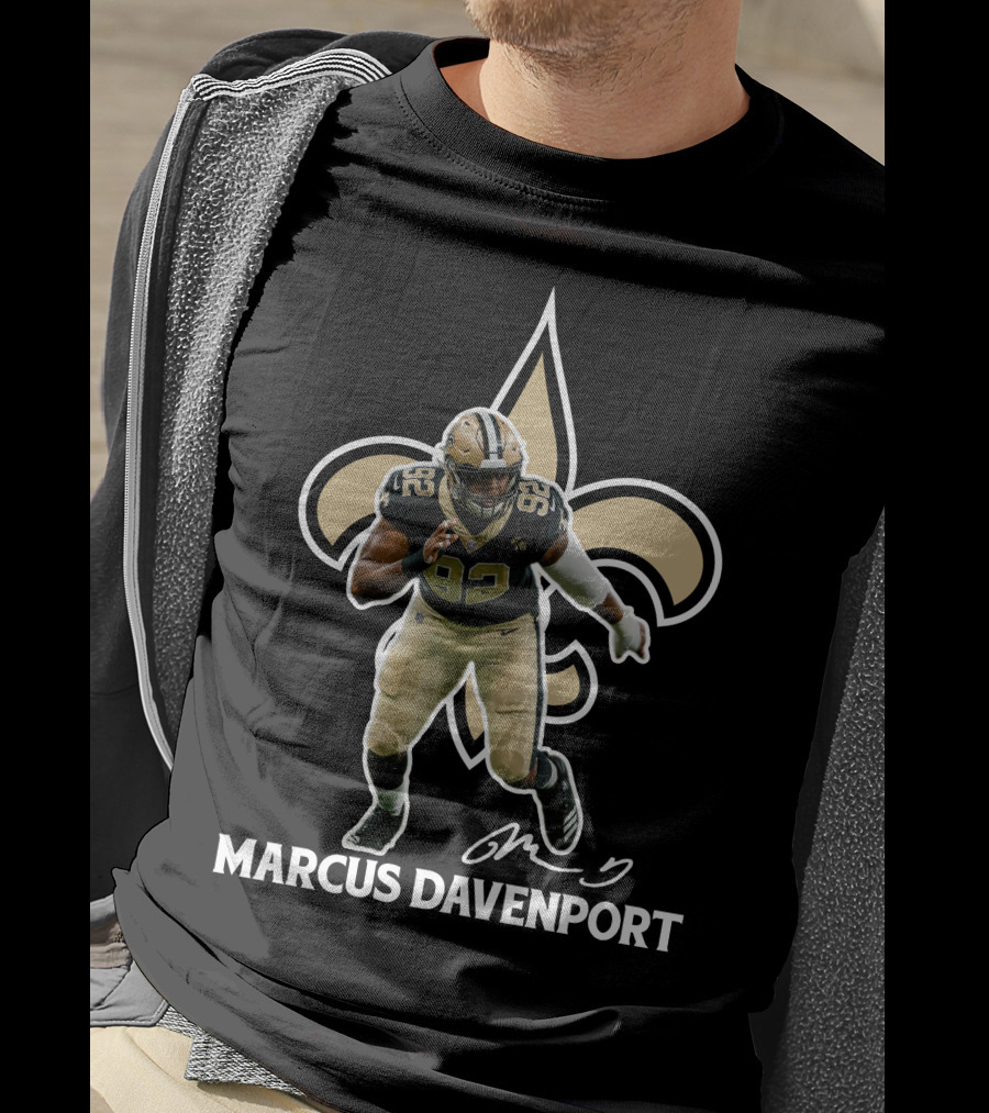 Marcus Davenport New Orleans Football Fleur-de-Lis 92 T-Shirt
