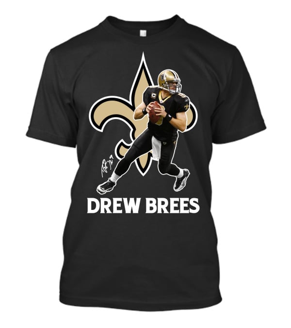 Drew Brees New Orleans Saints Quarterback NFL Football Fleur-de-lis T-Shirt
