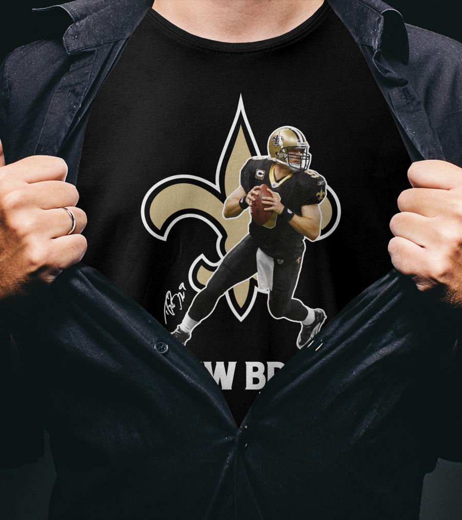 Drew Brees New Orleans Saints Quarterback NFL Football Fleur-de-lis T-Shirt
