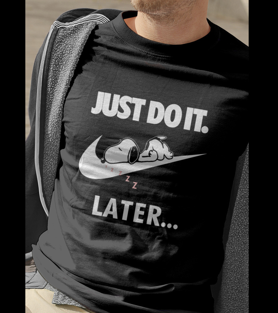 Snoopy Just Do It Later Nike Swoosh T-Shirt