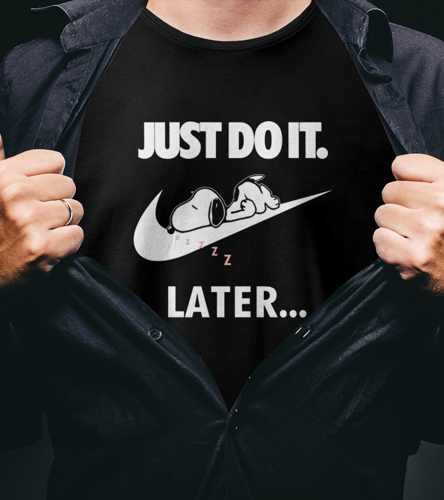 Snoopy Just Do It Later Nike Swoosh T-Shirt