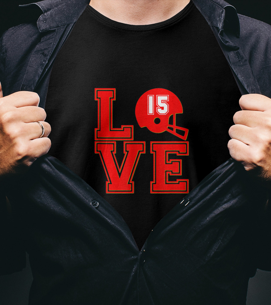 Love 15 Red Football Helmet Chiefs 4 T-Shirt