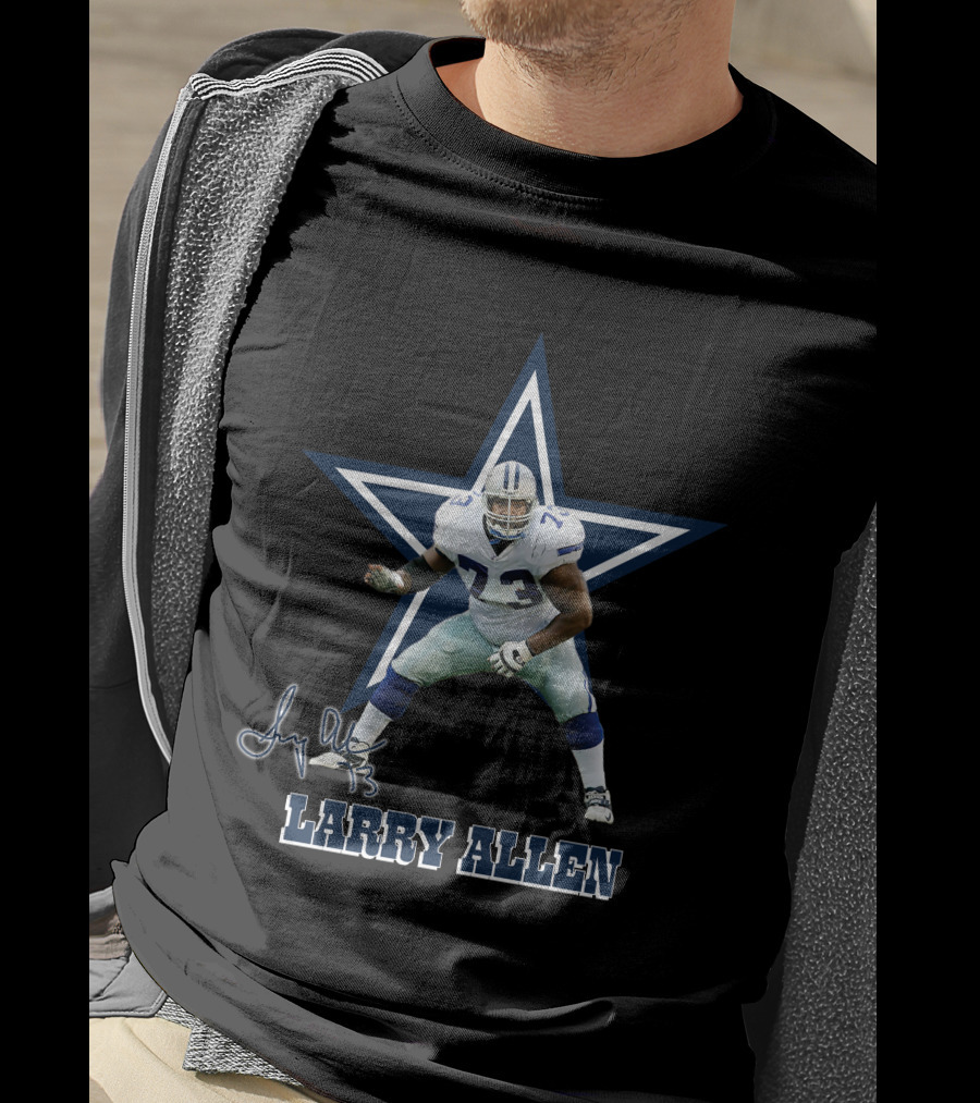 Dallas Cowboys Legend 08 Larry Allen Star Signature T-Shirt