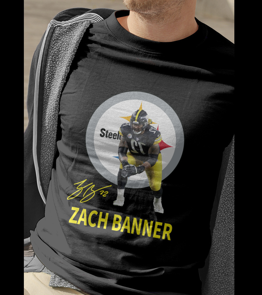 Steelers Zach Banner 72 Signature Pittsburgh Football T-Shirt