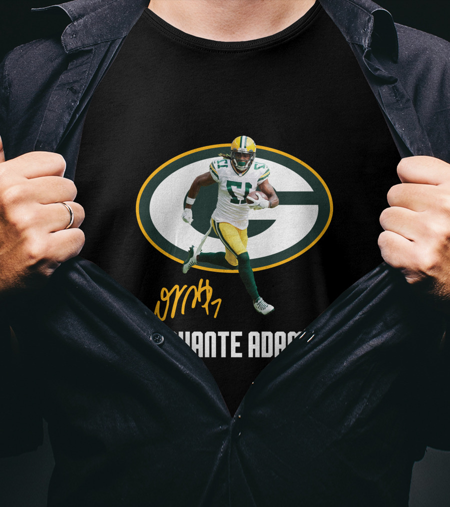 Davante Adams Green Bay Packers G Logo With Signature T-Shirt