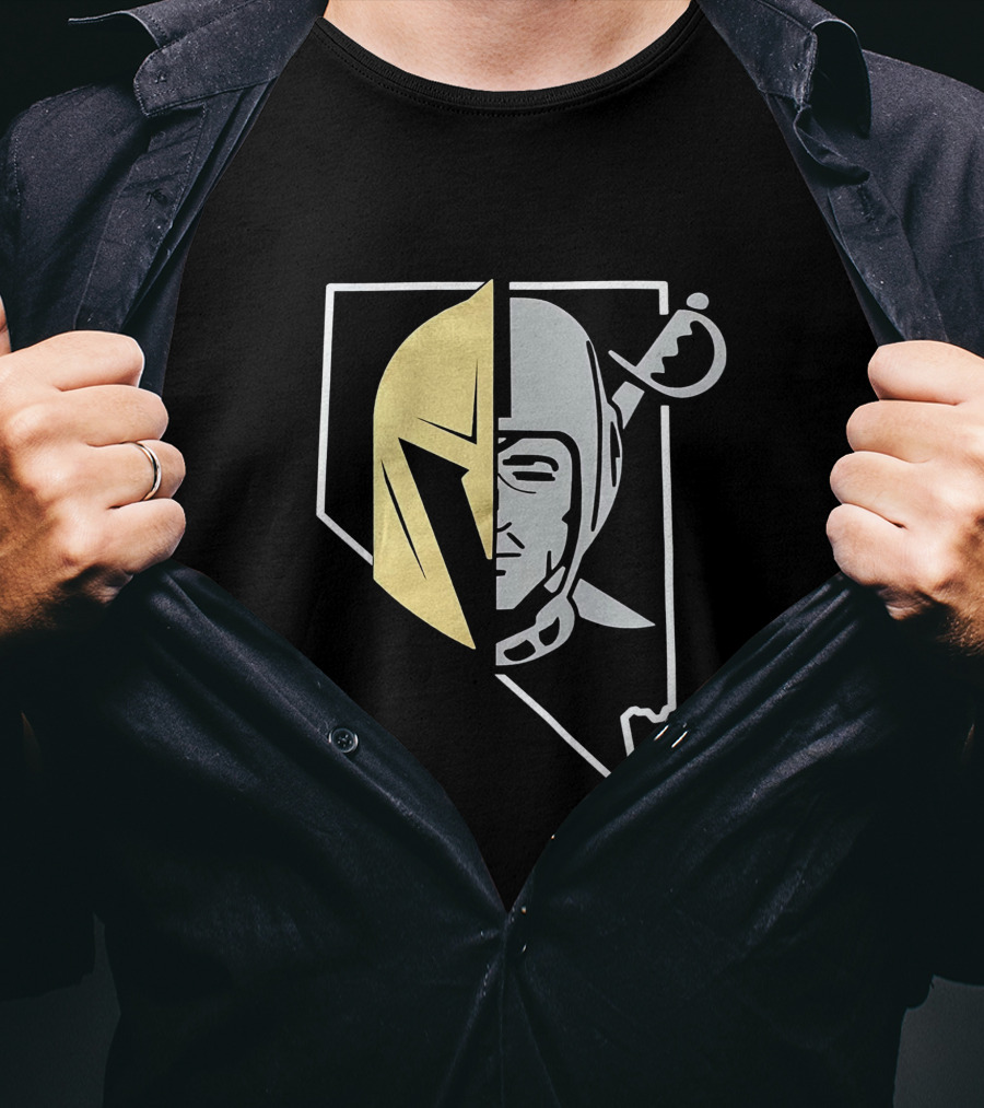 Las Vegas Raiders Vegas Golden Knights Nevada State Logo Fusion T-Shirt