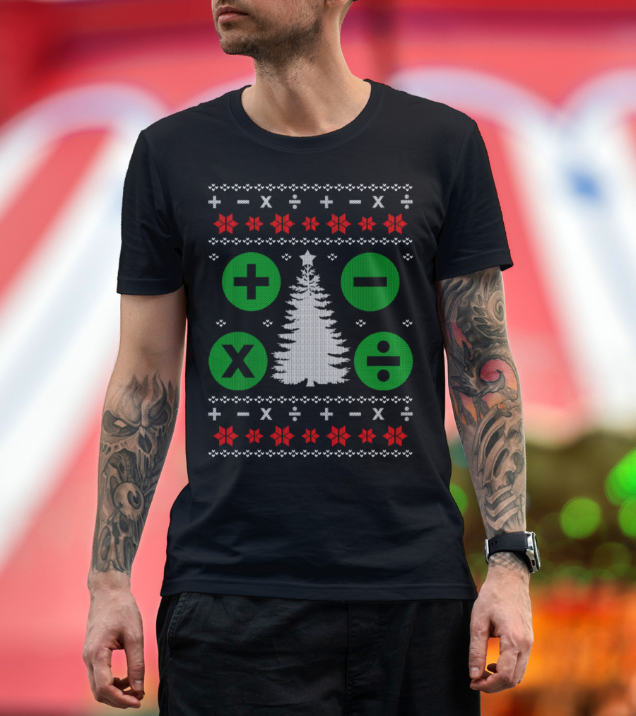 Math Numbers Calc Christmas Symbols Ugly T-Shirt