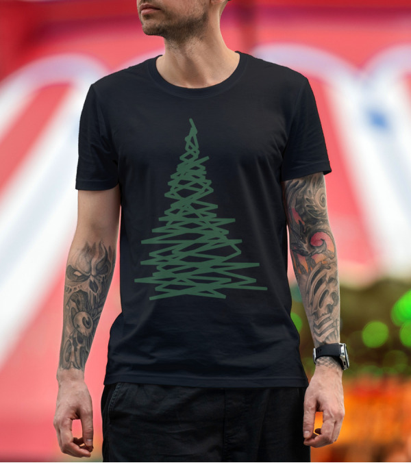 Premium T-Shirt: Modern Minimalist Christmas Tree Lines T-Shirt Modern Minimalist Christmas Tree Lines T-Shirt