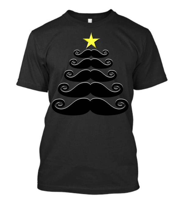 Mustache Christmas Tree Star T-Shirt