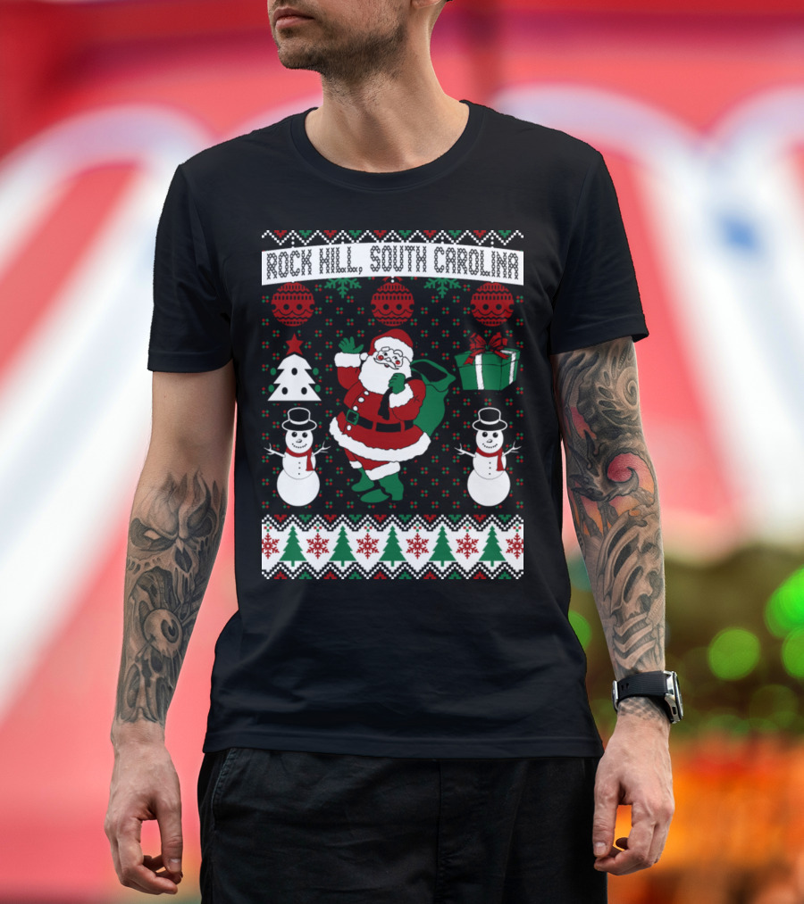 Rock Hill South Carolina Santa Snowmen Christmas T-Shirt