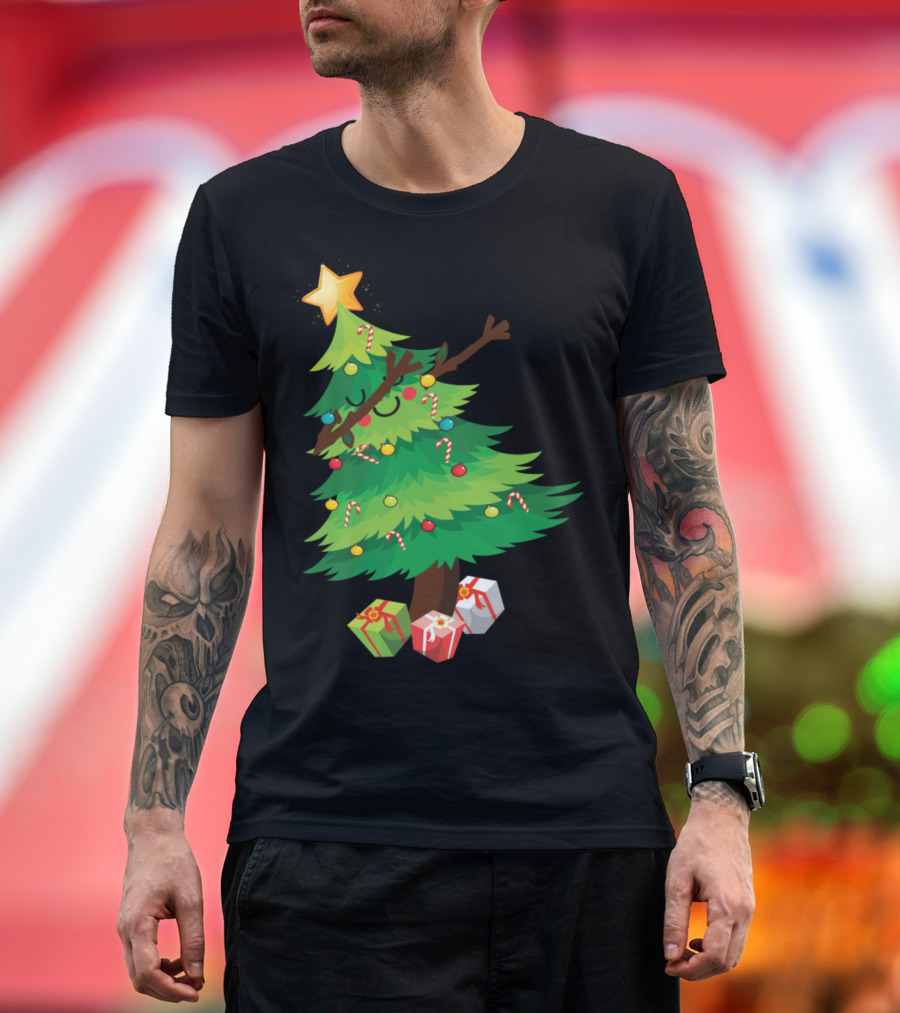 Dabbing Christmas Tree with Star Ornament and Presents T-Shirt