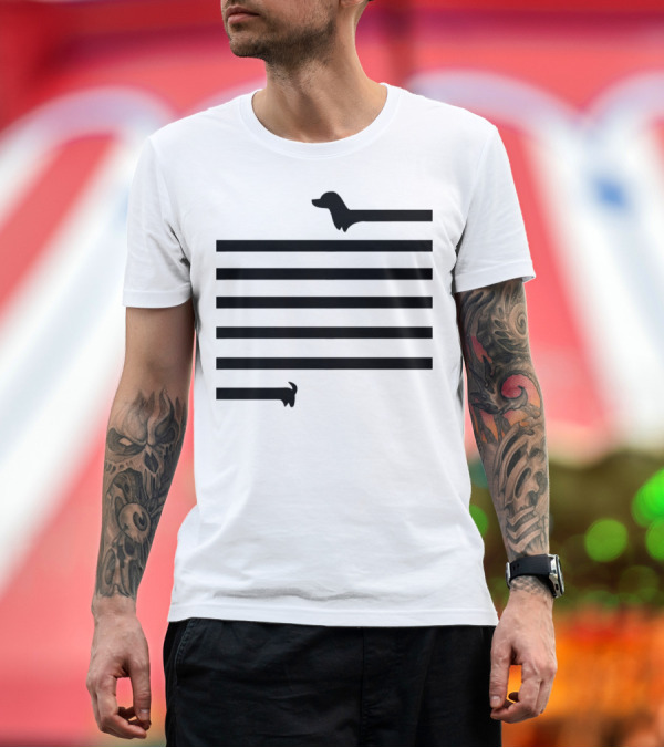 Premium T-Shirt: Dog Pet Dachshund Music Notes Lines T-Shirt Dog Pet Dachshund Music Notes Lines T-Shirt