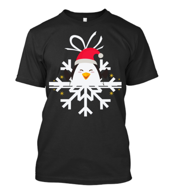 First Snowflake Penguin Santa Hat Winter Holiday T-Shirt