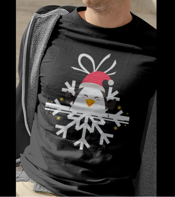First Snowflake Penguin Santa Hat Winter Holiday T-Shirt