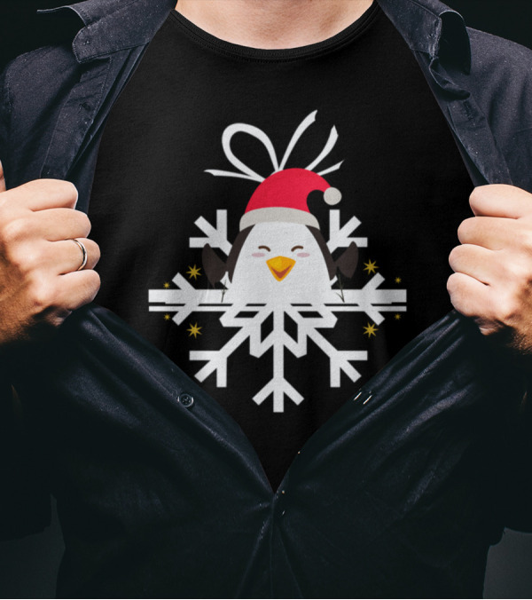 First Snowflake Penguin Santa Hat Winter Holiday T-Shirt